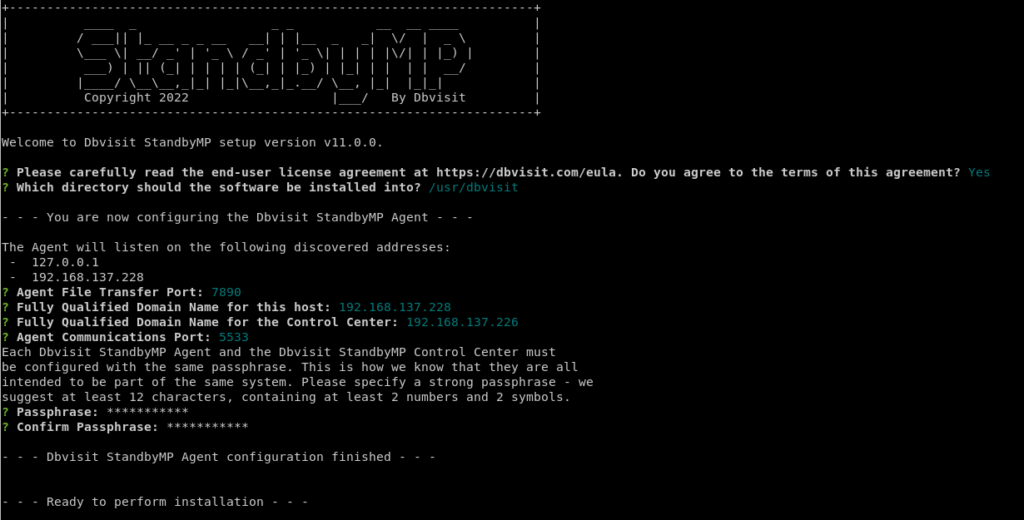 Screenshot Dbvisit Standby Multiplatform v11 Install Binary Linux
