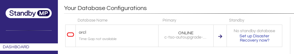 Screenshot Dbvisit Standby new oracle database configuration created