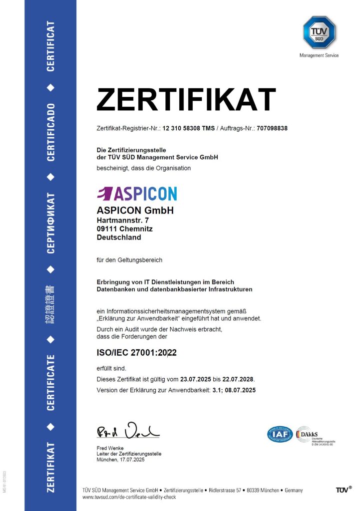 ISO/IEC 27001:2022 Audit Zertifikat